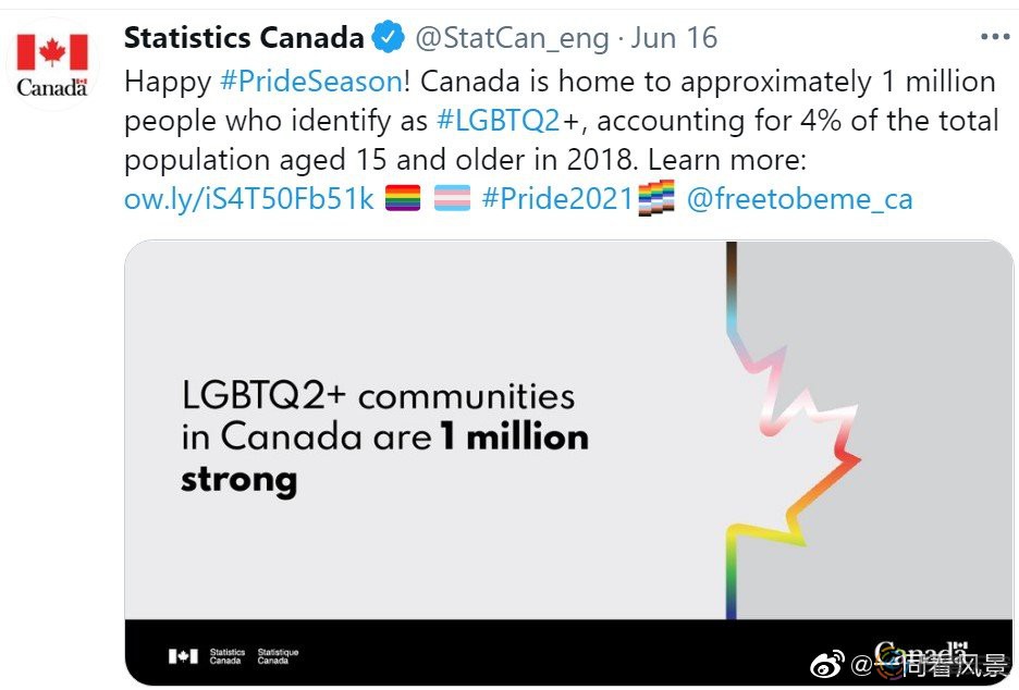 加拿大：LGBT约占总人口的至少4%
